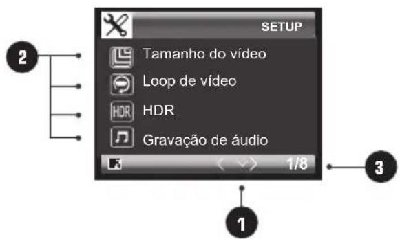 Tamanho do vídeo Loop de vídeo HDR Gravação de áudio 1/8 2 3 1