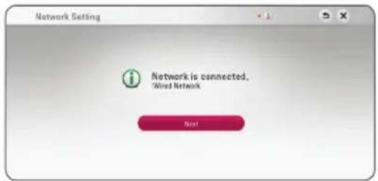 Network Setting Network is connected, Wind Network Next
