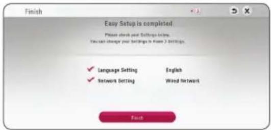 Finish Easy Setup is completed Please check your Settings below. You can change your Settings in Figure 3 Settings. ✓ Language Setting English ✓ Network Setting Wind Network Finish