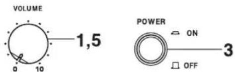 VOLUME 1,5 POWER ON OFF 3