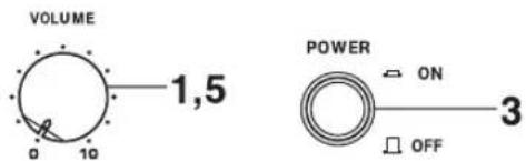 VOLUME 1,5 POWER ON OFF 3