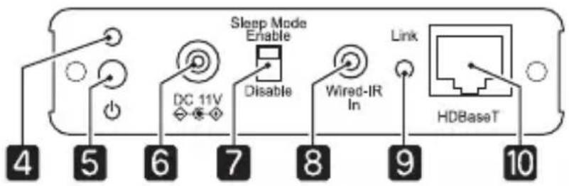 Sleep Mode Enable DC 11V Disable Wired-IR In Link HDBaseT 4 5 6 7 8 9 10