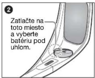 Zatlačte na toto miesto a vyberte batériu pod uhlom.