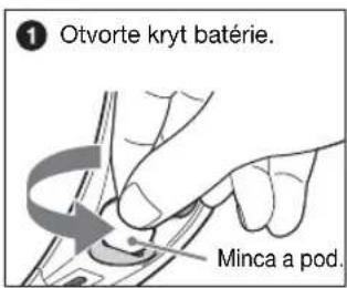 ① Otvorte kryt batérie. Minca a pod.