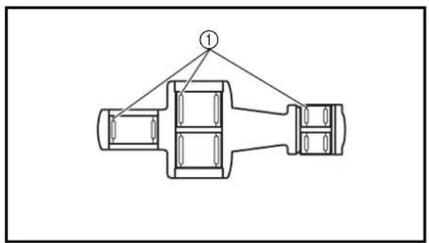 Technical diagram of a mechanical component with labeled part 1