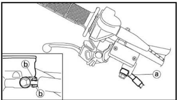 Technical diagram of a mechanical device with labeled parts and an inset showing a close-up view of a component.