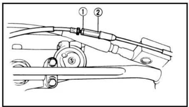 Technical diagram of a mechanical assembly with numbered components labeled ① and ②
