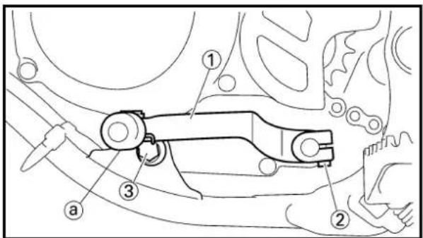 Technical diagram of a mechanical assembly with numbered components labeled 1, 2, 3, and a