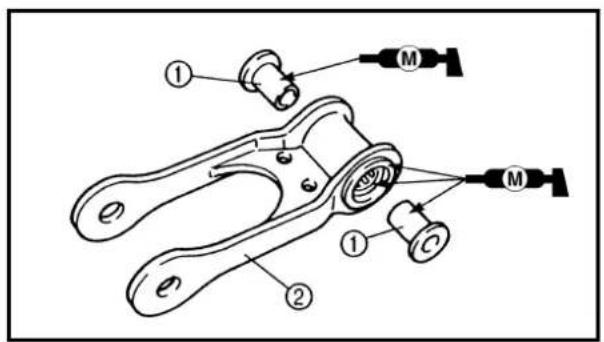 Technical diagram of a mechanical clamp or clamp device with labeled parts and connectors