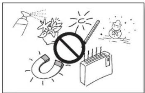 Illustration of a prohibition sign over a globe, sun, and snowy scene (no text or symbols).