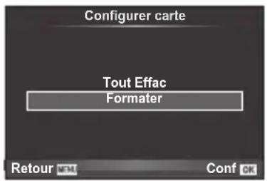 Configurer carte Tout Effac Formater Retour MEM Conf OK