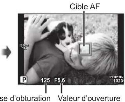 Cible AF ISO/A 100 P 125 F5.6 01:02:03 1023 se d'obturation Valeur d'ouverture