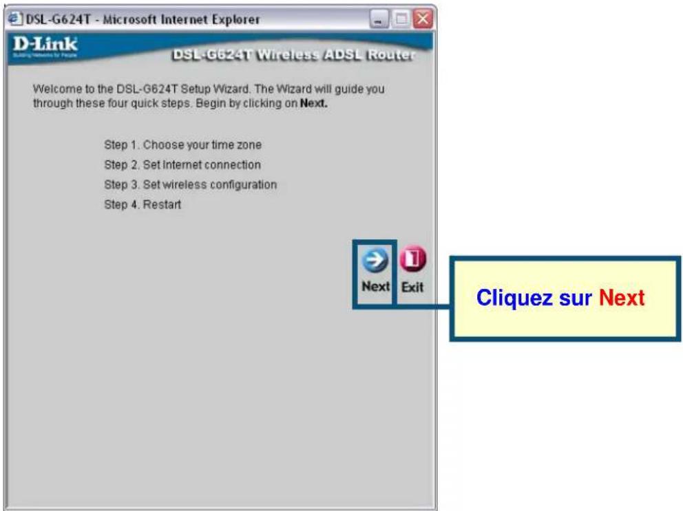 D-LINK DSL-G624T - Configuration du routeur (suite) - 1