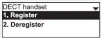 DECT handset 1. Register 2. Deregister