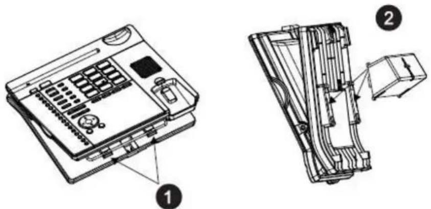 Technical diagram showing two views of a device with labeled components, including a numbered callout.