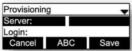 Provisioning Server: Login: Cancel ABC Save