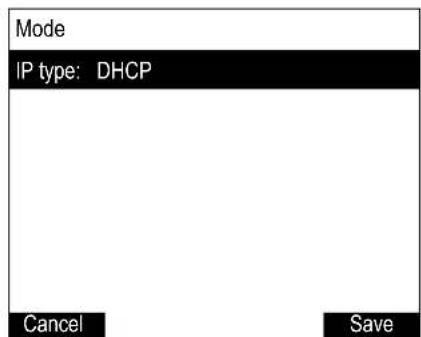 Mode IP type: DHCP Cancel Save