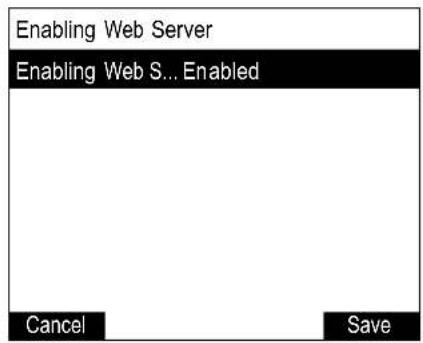 Enabling Web Server Enabling Web S... Enabled Cancel Save