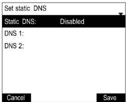 Set static DNS Static DNS: Disabled DNS 1: DNS 2: Cancel Save