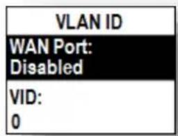 VLAN ID WAN Port: Disabled VID: 0