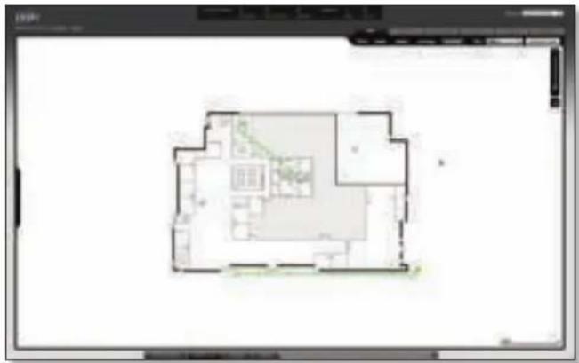 Floor plan diagram of a residential area with rooms and furniture layout (no text or labels)