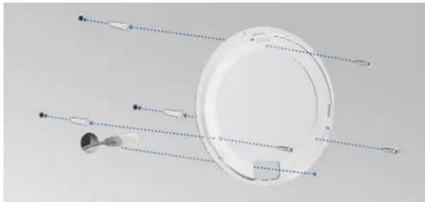 Diagram of a circular device with internal components and dotted lines indicating alignment or connection points (no text or symbols present)
