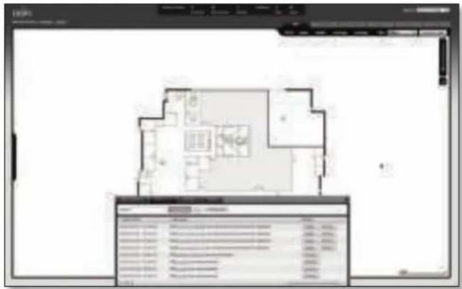 Screenshot of a CAD or 3D modeling software interface showing a floor plan with labeled rooms and a property panel with file details.