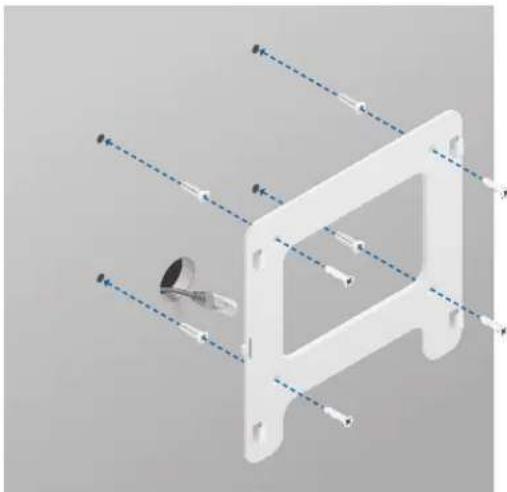 3D CAD model of a white plastic frame with dimension lines and a small inset component (no text or symbols)