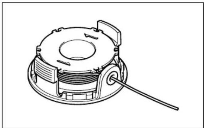 Technical line drawing of a mechanical component with a coiled spring and handle (no text or symbols)