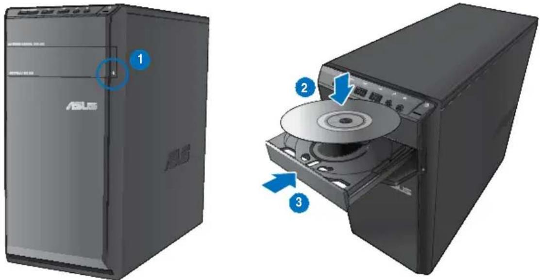 ASUS Essentio CM6330 - Utilizar a unidade óptica - 1