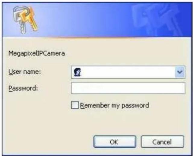MegapixelIPCamera User name: Password: Remember my password OK Cancel