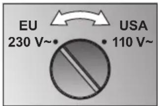 EU 230 V~, USA 110 V~
