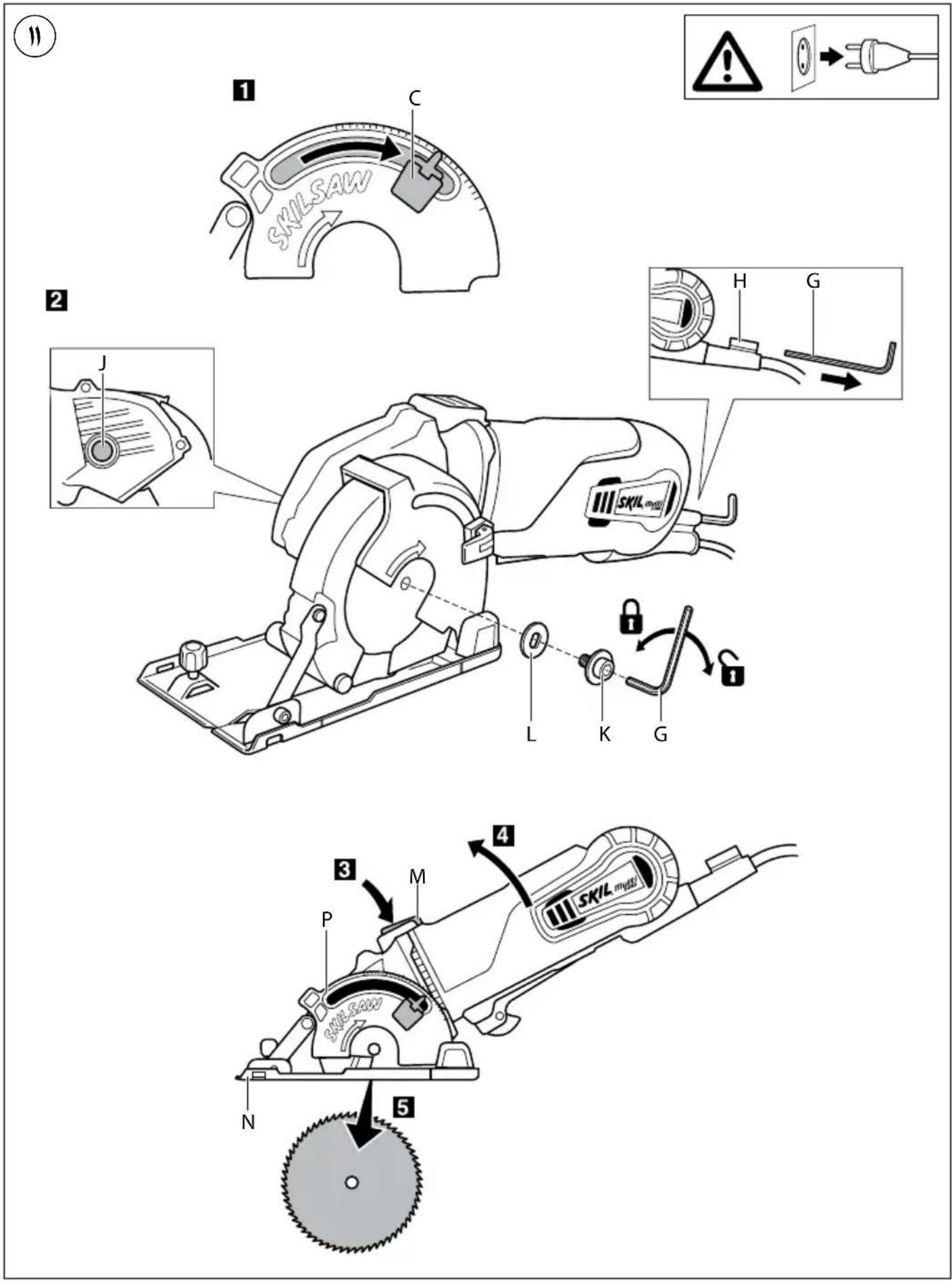 1 SKILSAW C 2 J SKIL mini H G L K G 3 M P N 4 SKIL mutti
