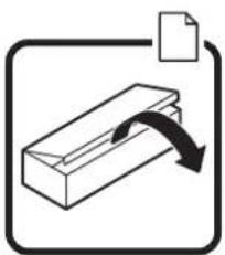 Simple line drawing of a document being inserted into a box, with arrows indicating direction (no text or symbols)