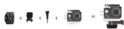 Diagram showing a camera with three components and a camera body, illustrating the equivalence between two cameras.