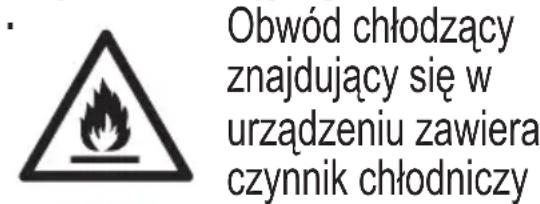 Obwód chłodzący znajdujący się w urządzeniu zawiera czynnik chłodniczy