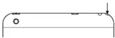 Technical line drawing of a curved mechanical part with mounting holes and a downward arrow (no text or symbols).