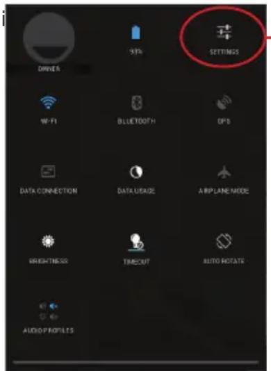 DRIVER 93% SETTINGS WiFi BLUETOOTH OPS DATA CONNECTION DATA USAGE Airplane Mode BRIGHTNESS TIMEOUT AUTO ROTATE AUDIO PROFILES