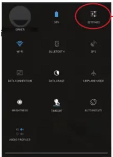 D Conducteur 93% Paramètres Wi-Fi Bluetooth GPS Connexion de données Utilisation des données Mode avion Luminosité Délai d'extinction Rotation automatique Profils audio