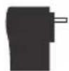 Circular diagram showing a black USB connector inserted into a white panel with diagonal lines (no text or symbols).