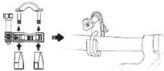 Diagram illustrating a mechanical assembly process with labeled parts and directional arrows
