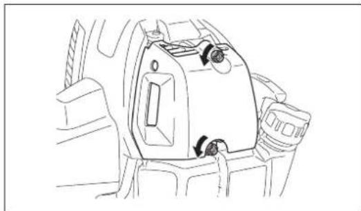 Line drawing of a car interior panel with directional arrows indicating movement or change (no text or symbols)