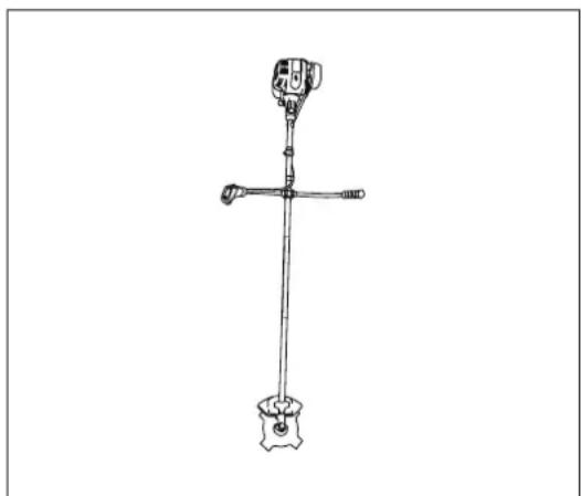 Line drawing of a vertical pole with a central hub and two feet, no text or symbols present