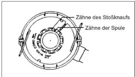 Zähne des Stoßknaufs Zähne der Spule