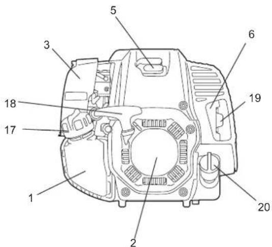 Technical diagram of a camera body with numbered parts for identification