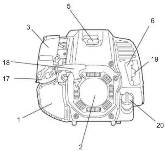 Technical diagram of a camera body with numbered parts for identification
