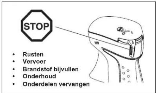 Illustration of a person using a manual power tool to lift a blade, with an arrow indicating motion (no text or symbols)