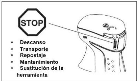 Illustration of a person using a manual power tool to lift a blade, with an arrow indicating motion (no text or symbols)