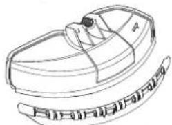 Line drawing of a shoe with a strap and handle, no text or symbols present