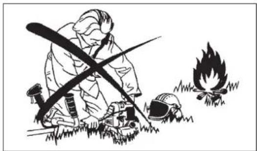 Illustration of a firefighter in protective gear operating equipment near fire and smoke (no text or symbols)
